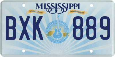 MS license plate BXK889