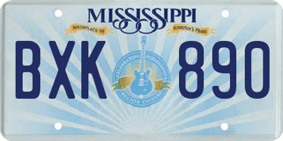 MS license plate BXK890