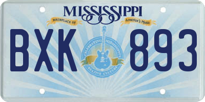 MS license plate BXK893