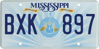 MS license plate BXK897
