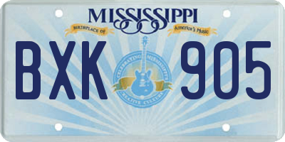MS license plate BXK905