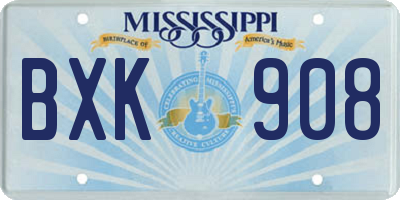 MS license plate BXK908