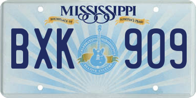 MS license plate BXK909