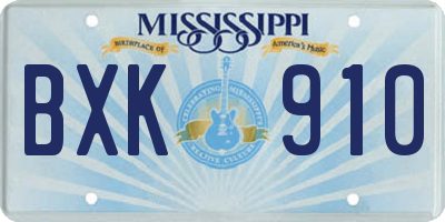 MS license plate BXK910