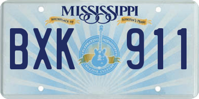 MS license plate BXK911