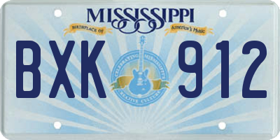 MS license plate BXK912