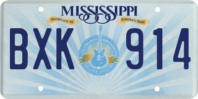 MS license plate BXK914