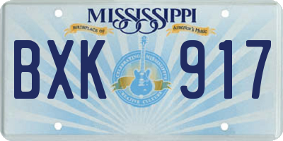 MS license plate BXK917