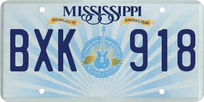 MS license plate BXK918
