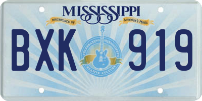 MS license plate BXK919