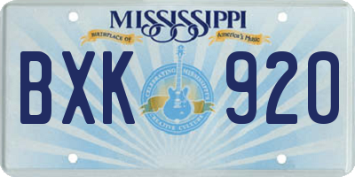 MS license plate BXK920