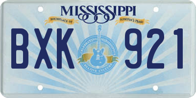 MS license plate BXK921