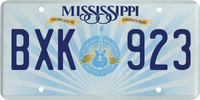 MS license plate BXK923
