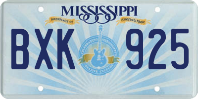 MS license plate BXK925