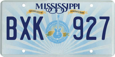 MS license plate BXK927