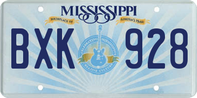 MS license plate BXK928