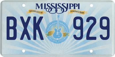 MS license plate BXK929