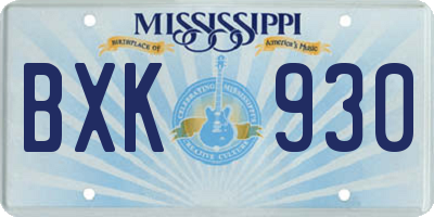 MS license plate BXK930