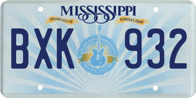 MS license plate BXK932