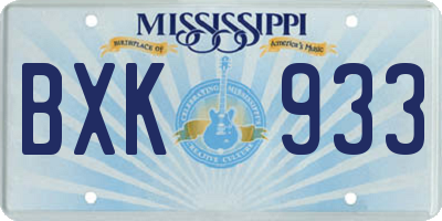 MS license plate BXK933