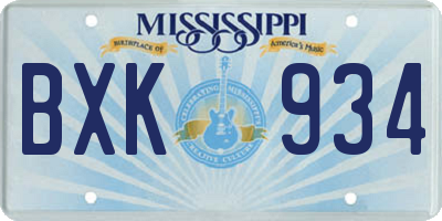 MS license plate BXK934