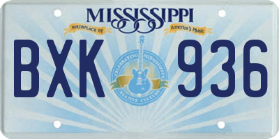 MS license plate BXK936