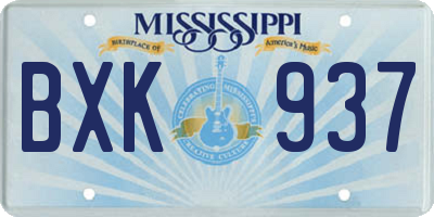 MS license plate BXK937