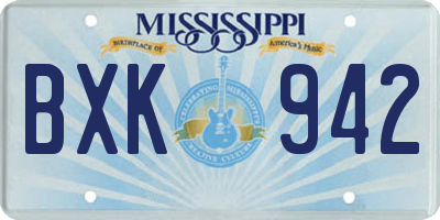 MS license plate BXK942