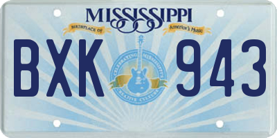 MS license plate BXK943