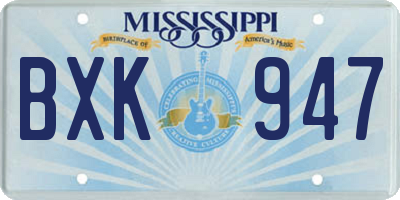 MS license plate BXK947