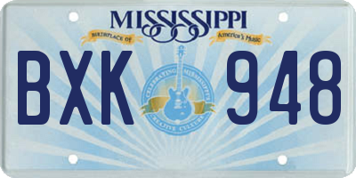 MS license plate BXK948