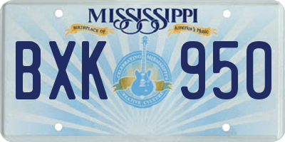 MS license plate BXK950