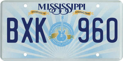 MS license plate BXK960
