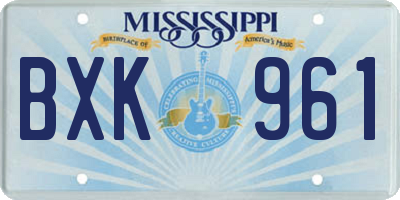 MS license plate BXK961