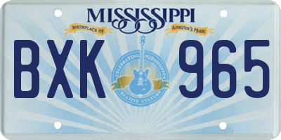 MS license plate BXK965