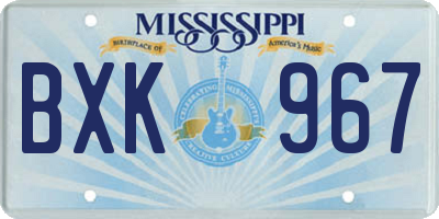 MS license plate BXK967