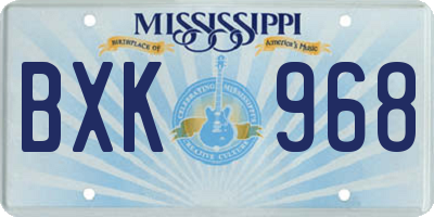 MS license plate BXK968