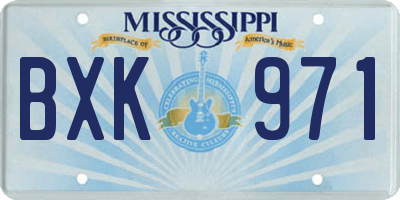 MS license plate BXK971