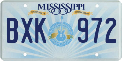 MS license plate BXK972