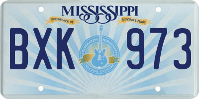 MS license plate BXK973