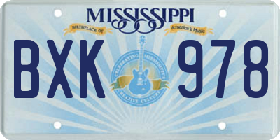 MS license plate BXK978
