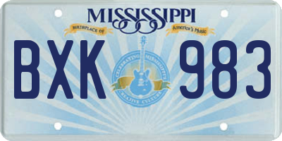 MS license plate BXK983