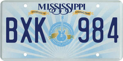 MS license plate BXK984