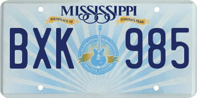 MS license plate BXK985