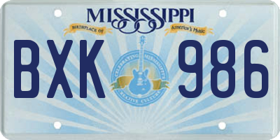 MS license plate BXK986