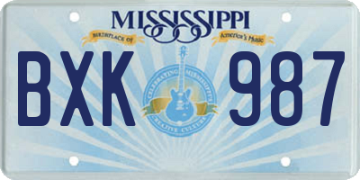 MS license plate BXK987