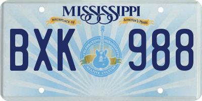 MS license plate BXK988