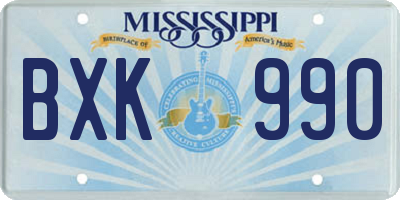 MS license plate BXK990