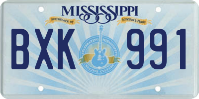 MS license plate BXK991
