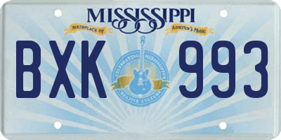 MS license plate BXK993